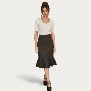 Vintage 90's Le Château Academia Oxford Plaid Fall Bell Skirt